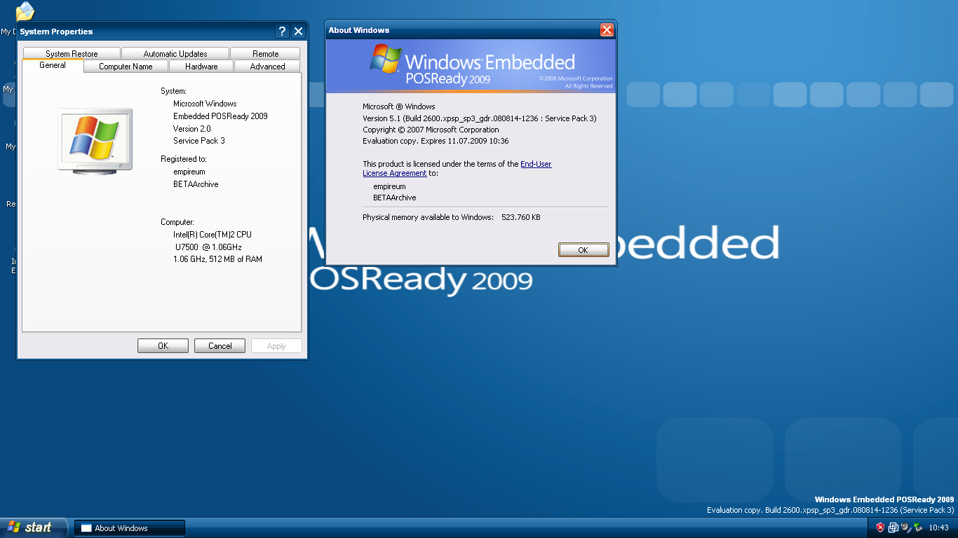 windows Embedded Expectations 2009 서비스 팩 3